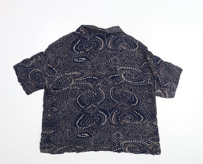 Ann Harvey Womens Blue Geometric Viscose Basic Blouse Size 22 Collared