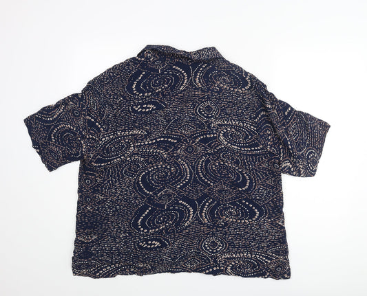 Ann Harvey Womens Blue Geometric Viscose Basic Blouse Size 22 Collared