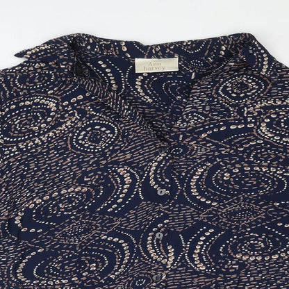 Ann Harvey Womens Blue Geometric Viscose Basic Blouse Size 22 Collared