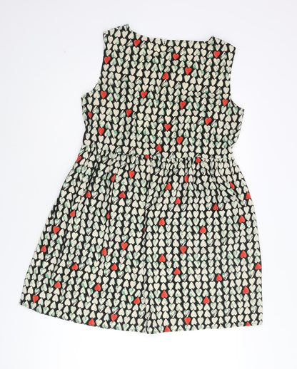 Love Womens Multicoloured Geometric Polyester Shift Size M Round Neck Pullover - Size M-L Heart Pattern