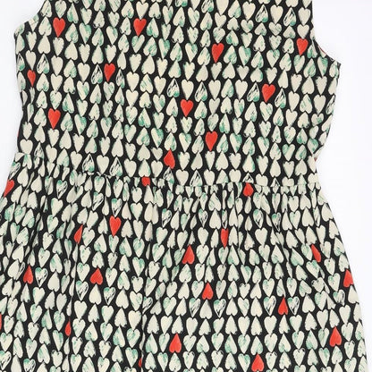 Love Womens Multicoloured Geometric Polyester Shift Size M Round Neck Pullover - Size M-L Heart Pattern