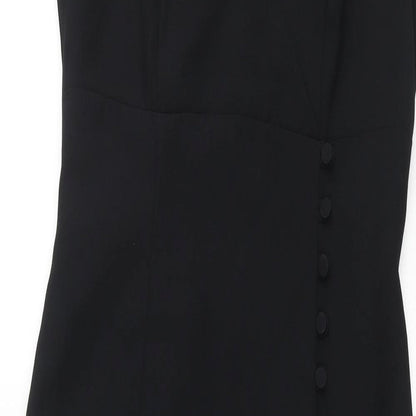 Opera Richards Womens Beige Polyester Pencil Dress Size 10 Mock Neck Zip - Button Detail Keyhole