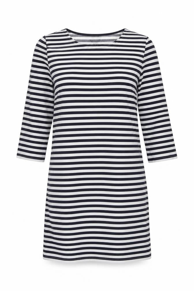 New Look Womens Blue Striped Polyester Shift Size 10 Round Neck Pullover