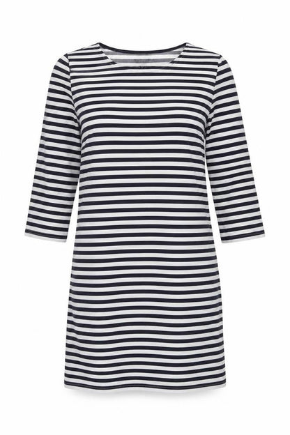 New Look Womens Blue Striped Polyester Shift Size 10 Round Neck Pullover