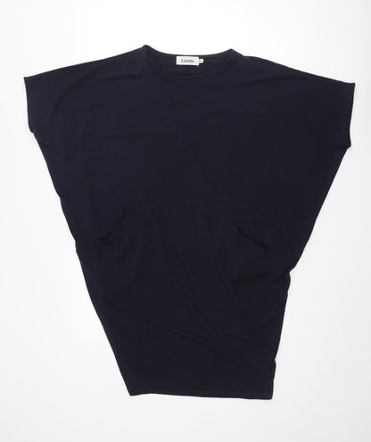 Louche Womens Blue Polyester Jumper Dress Size 10 Round Neck Pullover - Batwing