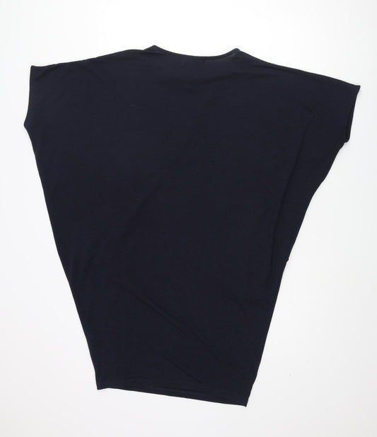 Louche Womens Blue Polyester Jumper Dress Size 10 Round Neck Pullover - Batwing