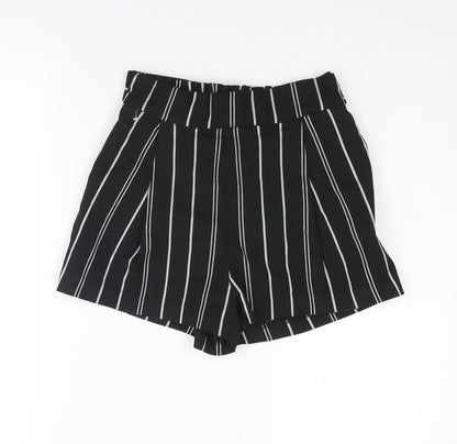 Divided by H&M Womens Black Pinstripe Polyester Paperbag Shorts Size 6 Regular Pull On - Belted