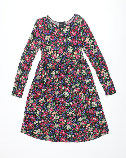 ASOS Womens Multicoloured Floral Viscose A-Line Size 8 Roll Neck Pullover