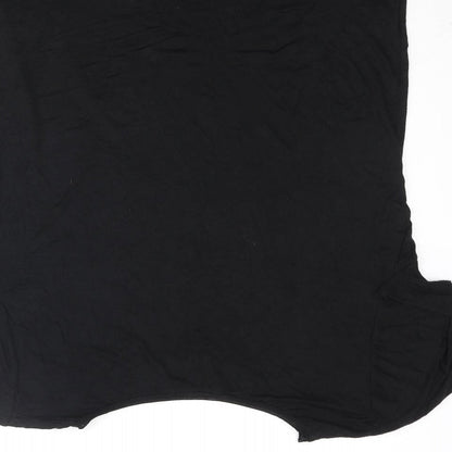 Capture Womens Black Viscose Basic T-Shirt Size M Round Neck - Fast Food Front Print