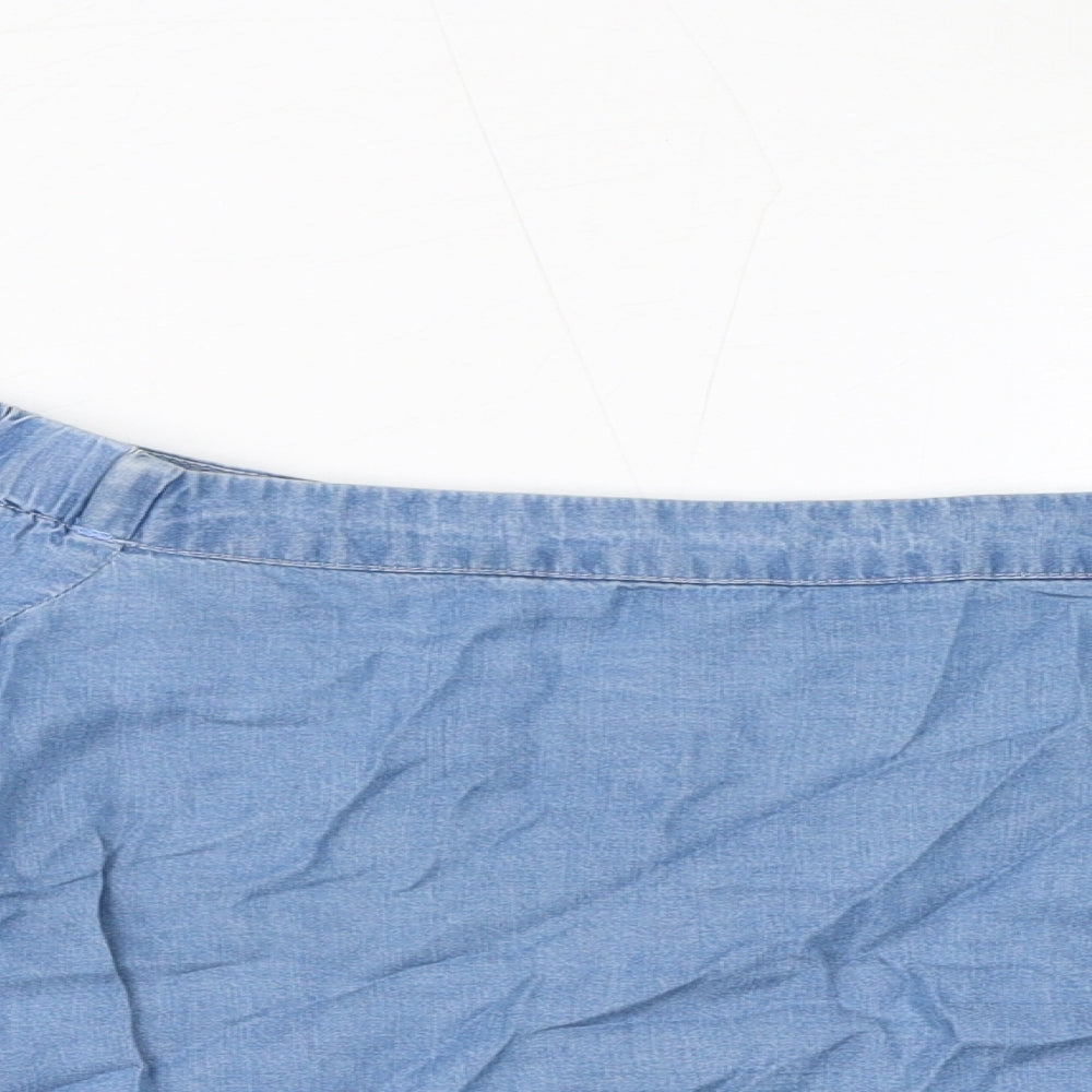 FOREVER 21 Womens Blue Lyocell Basic T-Shirt Size S Off the Shoulder