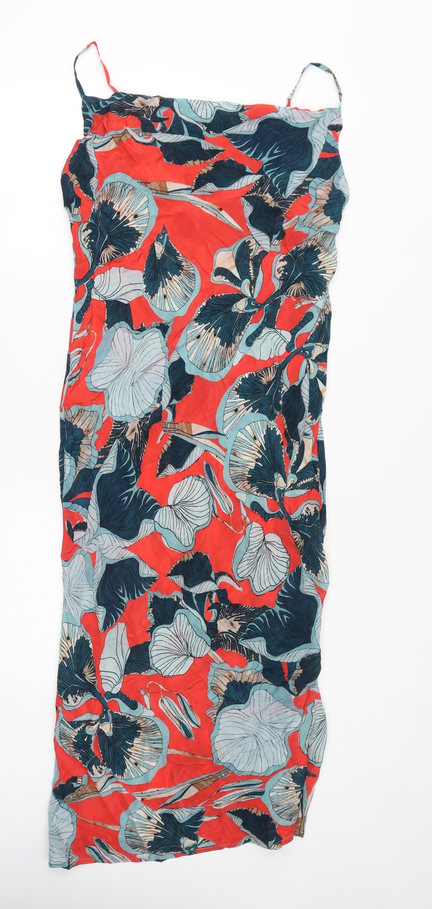 Blink Womens Red Geometric Viscose Slip Dress Size S Cowl Neck Pullover