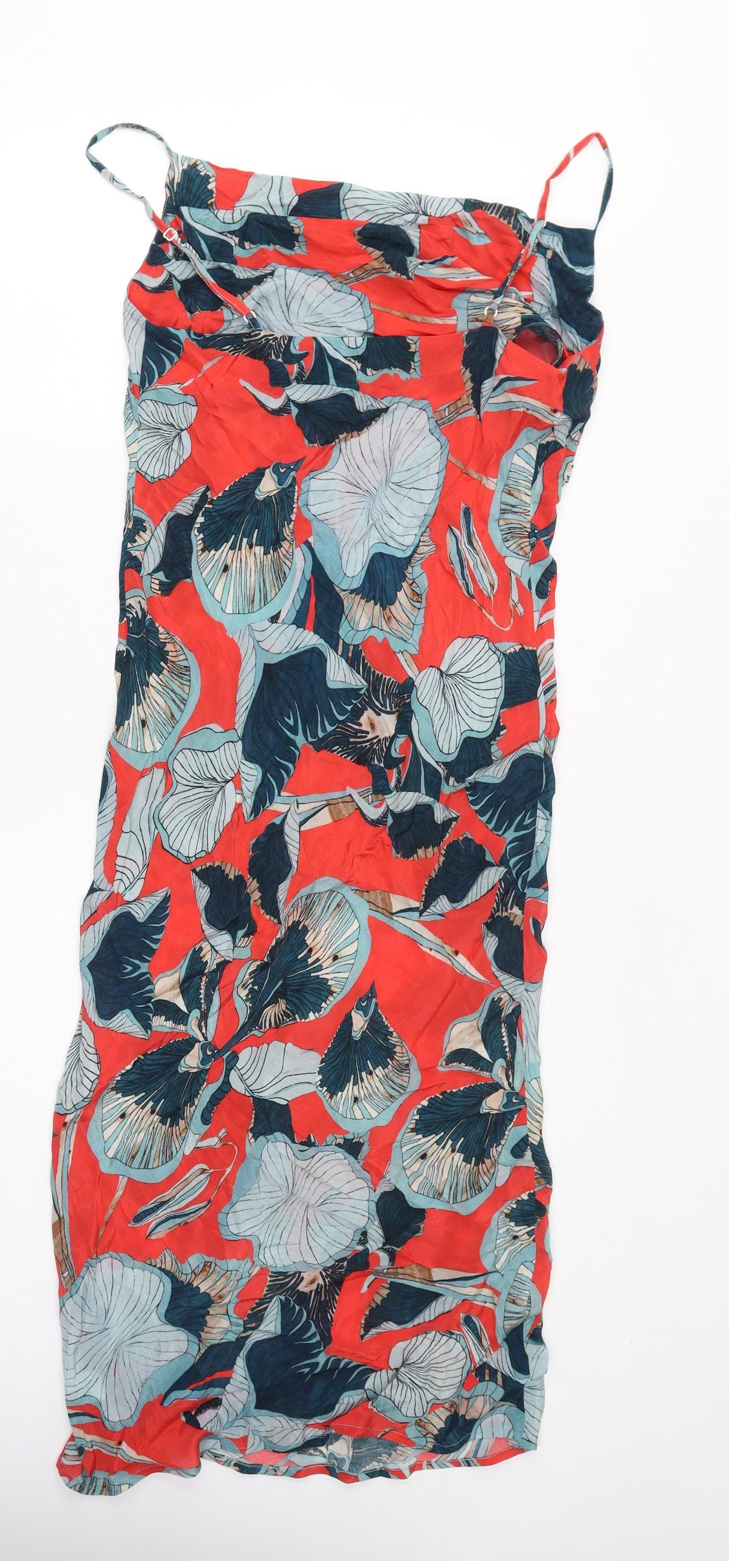 Blink Womens Red Geometric Viscose Slip Dress Size S Cowl Neck Pullover