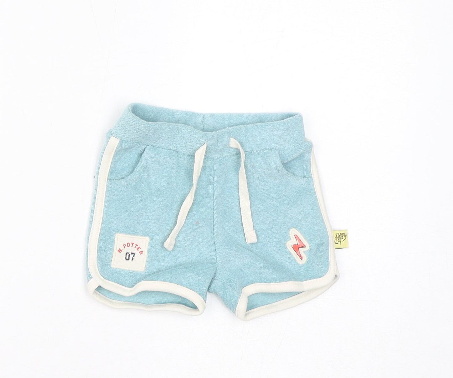 Marks and Spencer Boys Blue Cotton Jogger Trousers Size 3-6 Months Drawstring - Harry Potter, Inside Leg 2in