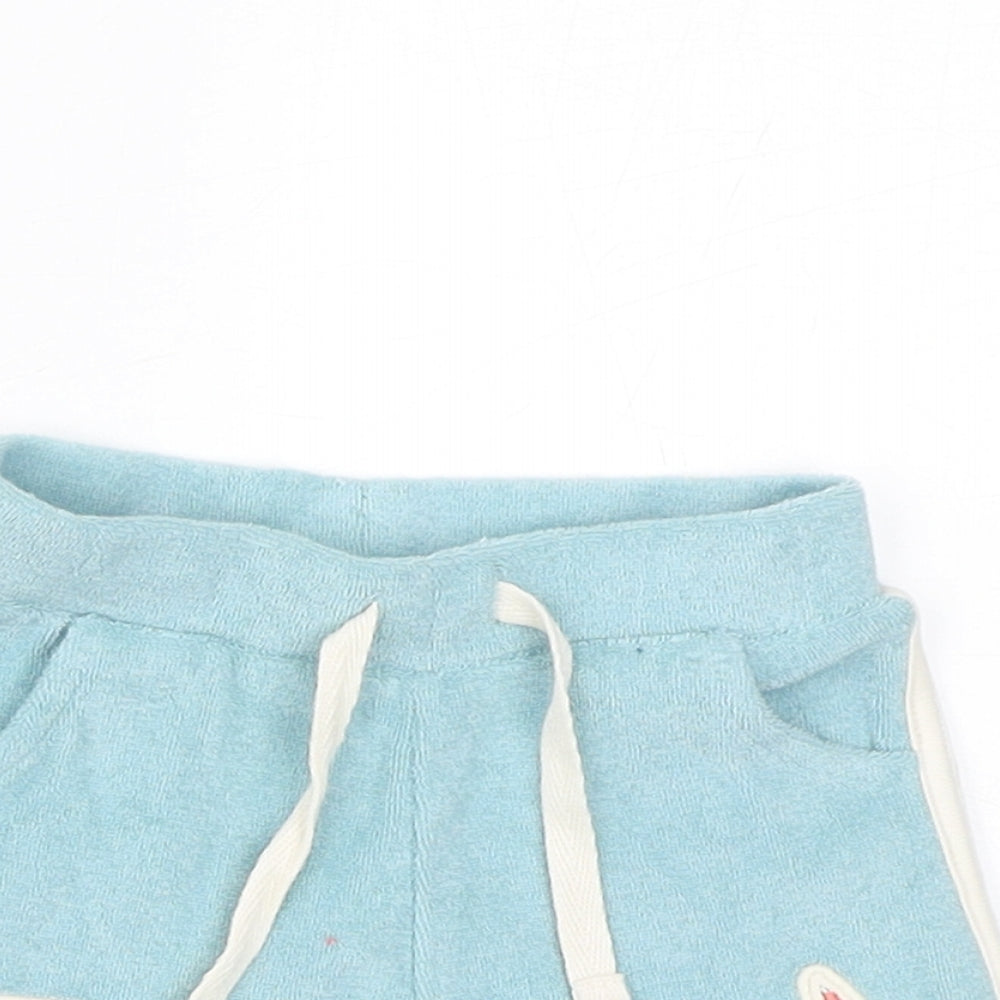 Marks and Spencer Boys Blue Cotton Jogger Trousers Size 3-6 Months Drawstring - Harry Potter, Inside Leg 2in