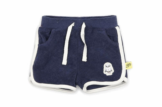 Marks and Spencer Boys Blue Cotton Cropped Trousers Size 3-6 Months Drawstring - Harry Potter, Inside Leg 2in
