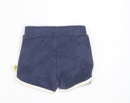 Marks and Spencer Boys Blue Cotton Cropped Trousers Size 3-6 Months Drawstring - Harry Potter, Inside Leg 2in