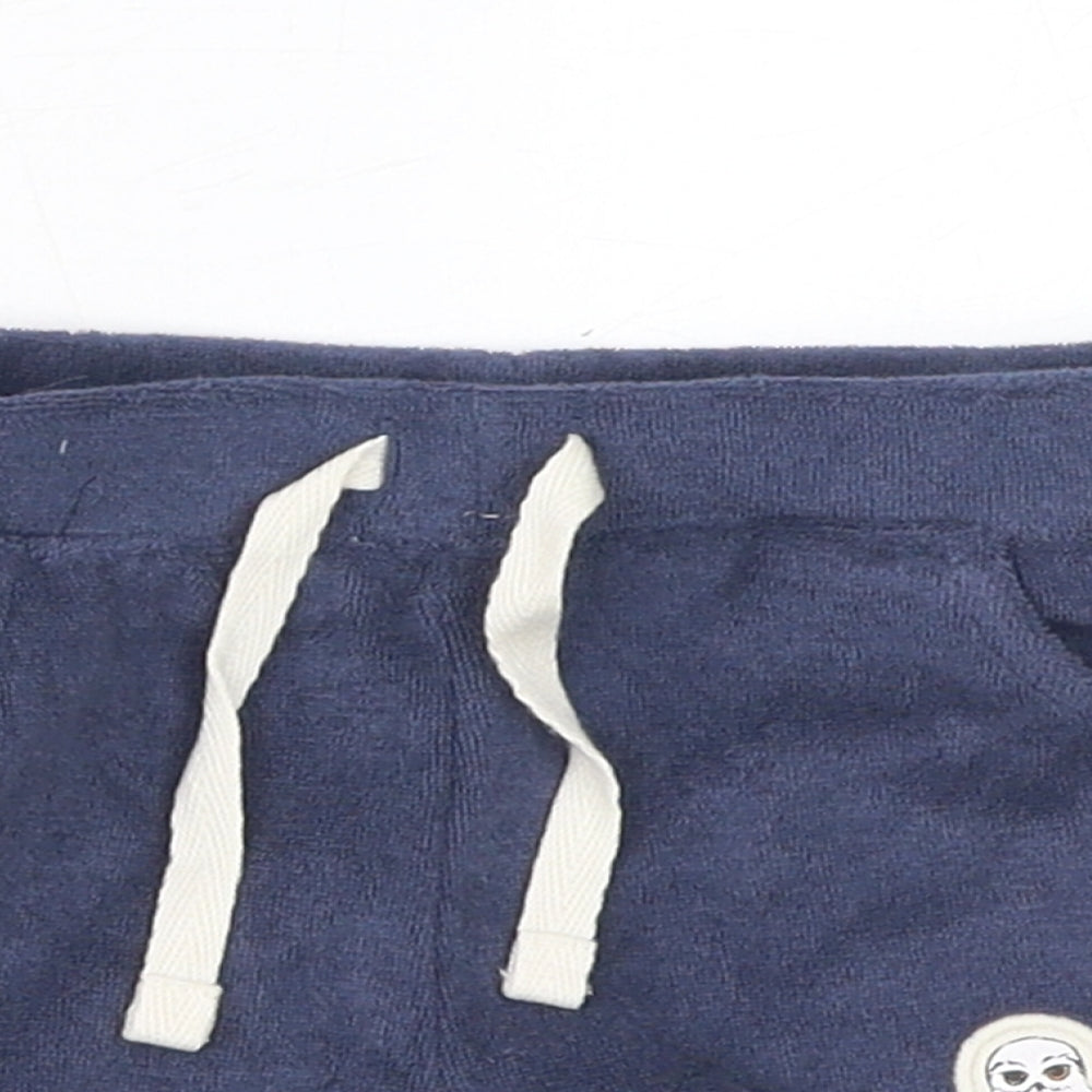 Marks and Spencer Boys Blue Cotton Cropped Trousers Size 3-6 Months Drawstring - Harry Potter, Inside Leg 2in