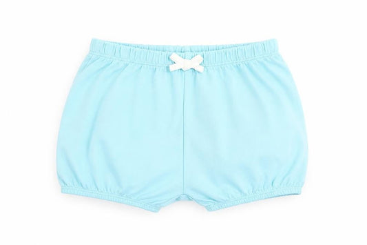 Marks and Spencer Girls Blue Cotton Cropped Trousers Size 9-12 Months Drawstring - Inside Leg 2in
