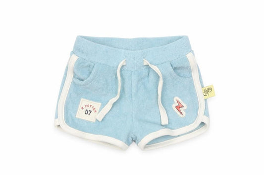 Marks and Spencer Boys Blue Cotton Cropped Trousers Size 3-6 Months Drawstring - Inside Leg 2in