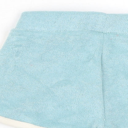 Marks and Spencer Boys Blue Cotton Cropped Trousers Size 3-6 Months Drawstring - Inside Leg 2in