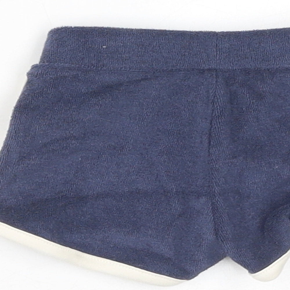 Marks and Spencer Boys Blue Cotton Jogger Trousers Size 3-6 Months Drawstring - Inside Leg 2in