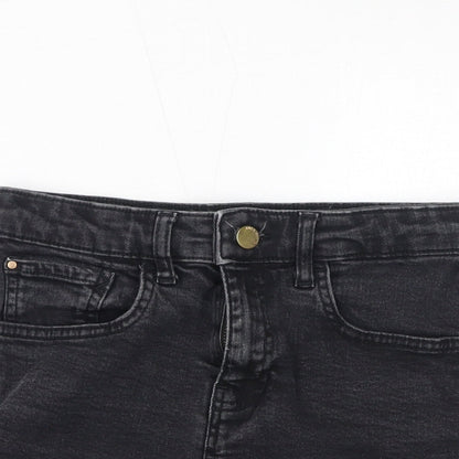 River Island Womens Black Cotton Hot Pants Shorts Size 10 L3 in Regular Zip - Distressed