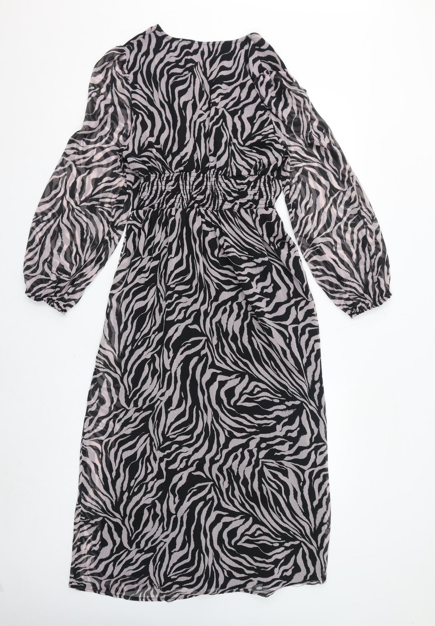 Dorothy Perkins Womens Pink Animal Print Polyester A-Line Size 12 V-Neck Pullover - Zebra