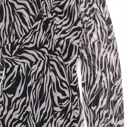 Dorothy Perkins Womens Pink Animal Print Polyester A-Line Size 12 V-Neck Pullover - Zebra