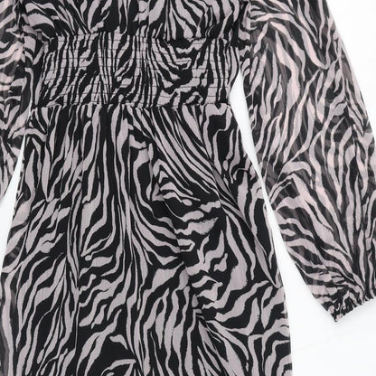 Dorothy Perkins Womens Pink Animal Print Polyester A-Line Size 12 V-Neck Pullover - Zebra