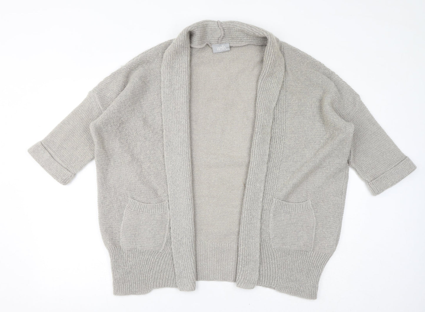 Wallis Womens Beige V-Neck Acrylic Cardigan Jumper Size M - Size M/L, Sparkle