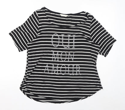 Womens UK Size 16 BHS Black Basic T-Shirt