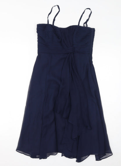 Coast Womens Blue Acetate A-Line Size 10 Round Neck Zip