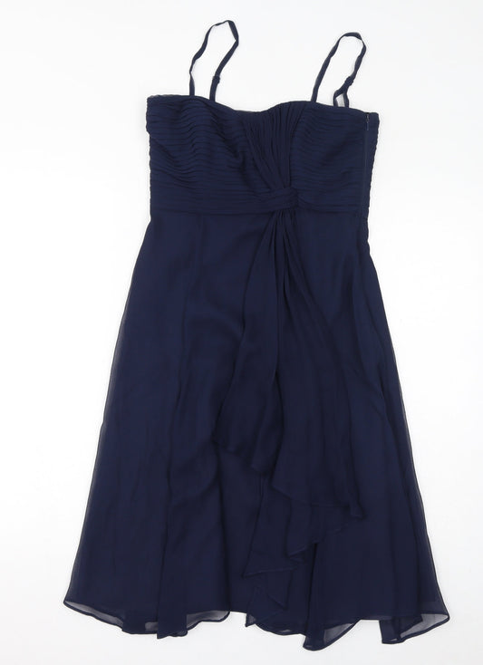 Coast Womens Blue Acetate A-Line Size 10 Round Neck Zip