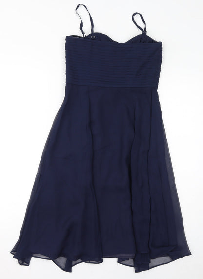 Coast Womens Blue Acetate A-Line Size 10 Round Neck Zip