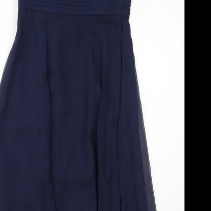 Coast Womens Blue Acetate A-Line Size 10 Round Neck Zip