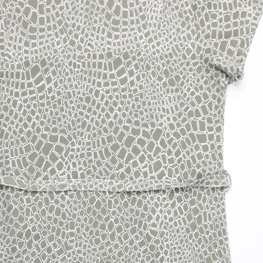 Poppy Womens Grey Geometric Polyester T-Shirt Dress Size L Round Neck Pullover