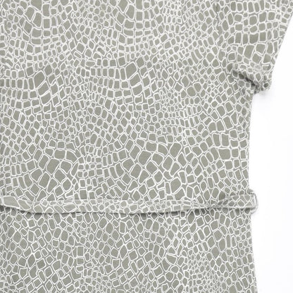 Poppy Womens Grey Geometric Polyester T-Shirt Dress Size L Round Neck Pullover