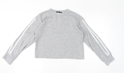 Boohoo Womens Grey Polyester Pullover Sweatshirt Size 6 Pullover - Cropped