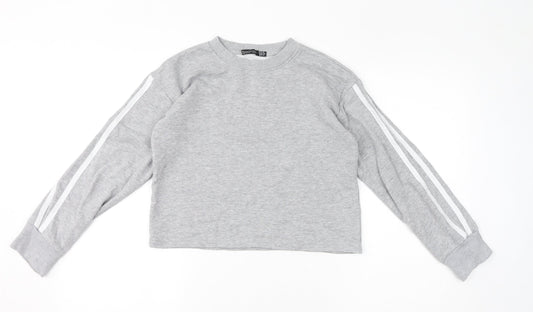 Boohoo Womens Grey Polyester Pullover Sweatshirt Size 6 Pullover - Cropped