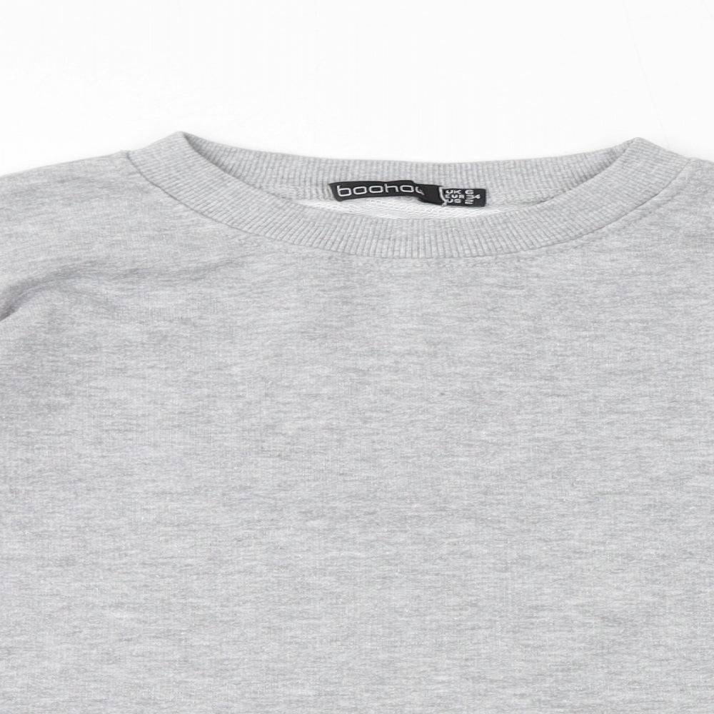 Boohoo Womens Grey Polyester Pullover Sweatshirt Size 6 Pullover - Cropped