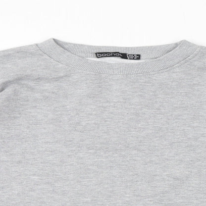 Boohoo Womens Grey Polyester Pullover Sweatshirt Size 6 Pullover - Cropped