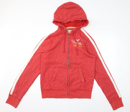 Hollister Womens Red Cotton Full Zip Hoodie Size M Zip