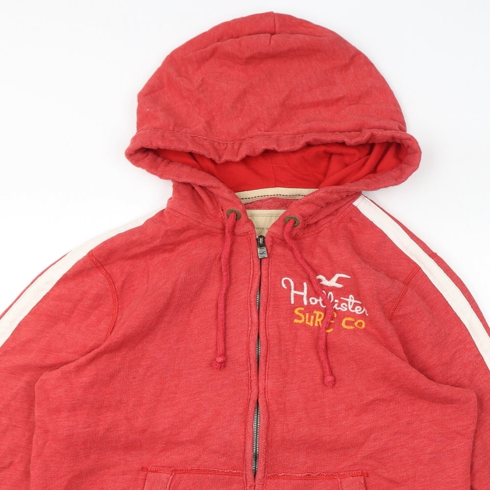Hollister Womens Red Cotton Full Zip Hoodie Size M Zip