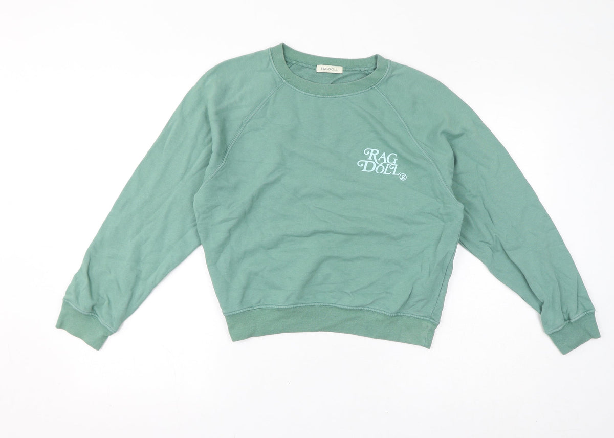Ragdoll Womens Green Cotton Pullover Sweatshirt Size XS Pullover - Logo