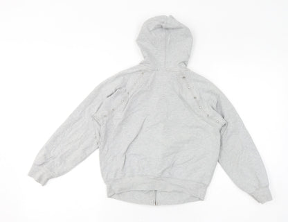 Skechers Girls Grey Cotton Full Zip Hoodie Size 7-8 Years Zip - Gem Embellishments