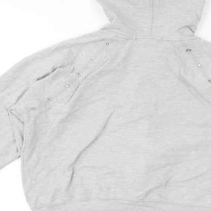 Skechers Girls Grey Cotton Full Zip Hoodie Size 7-8 Years Zip - Gem Embellishments