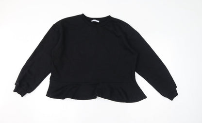 Zara Womens Black Polyester Pullover Sweatshirt Size L Pullover - Cropped