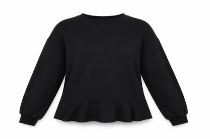 Zara Womens Black Polyester Pullover Sweatshirt Size L Pullover - Cropped