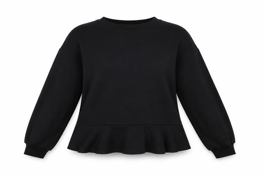 Zara Womens Black Polyester Pullover Sweatshirt Size L Pullover - Cropped