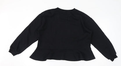 Zara Womens Black Polyester Pullover Sweatshirt Size L Pullover - Cropped
